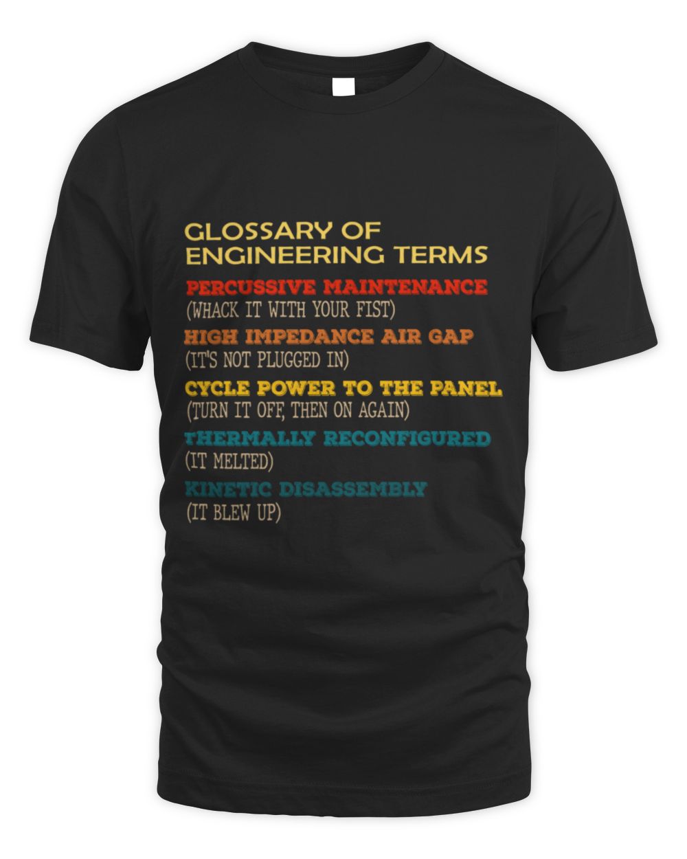 Funny Glossary of Engineering Terms Classic Costume Unisex Standard T-Shirt black s