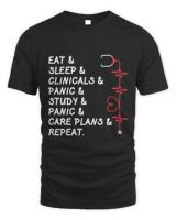 Eat & Sleep & Clinicals & Panic Study & Panic & Care Plans & Repeat Unisex Standard T-Shirt black s